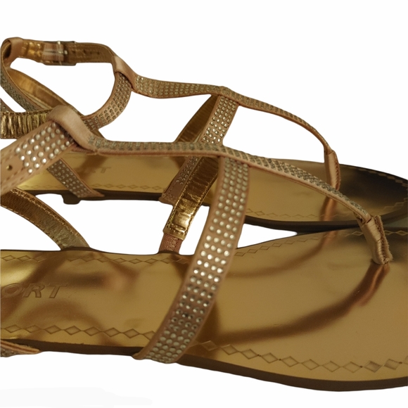 Report Size 10 Rinestone Strappy Rose Gold Sandals - Picture 7 of 11
